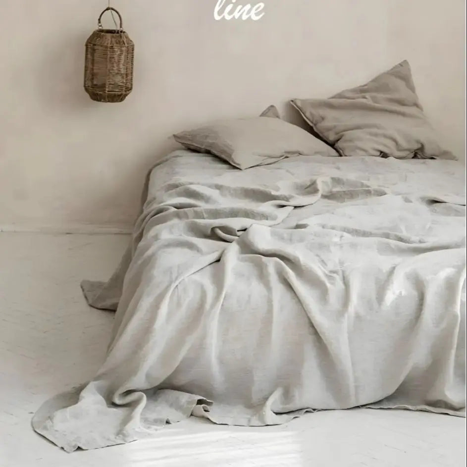 3PCS 100% Pure washed flax Linen Sheet Set Natural Flax Bed Sheets 2 Pillowcases Breatherable Soft Farmhouse Bedding Flat Sheet