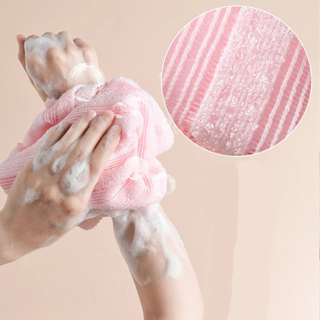 2Pcs Exfoliating Antibacterials Shower Towel Japanese and Korean Long Bath Towel Striped Body Cleansing Bath Towel Men Women