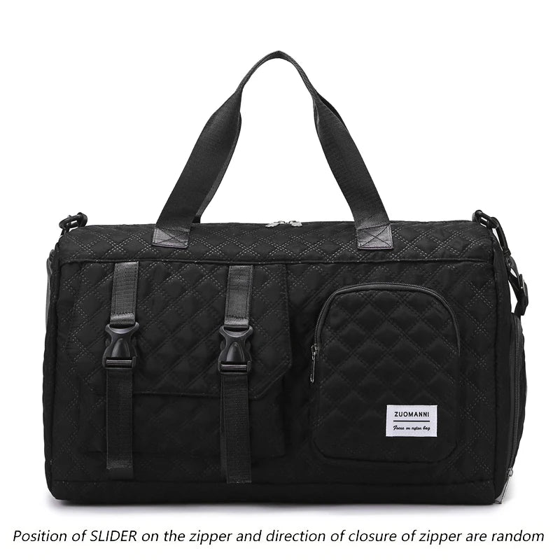 Durable Nylon Travel Duffle Bag, Portable Sports Gym Bag for Overnight Trips Shoulder Duffel Training Bag, Spacious Argyle