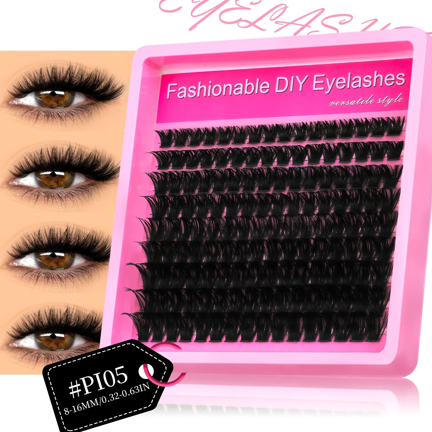 GROINNEYA Manga Lash Clusters Fluffy Lash Clusters Mixed Tray With Spikes and Bottoms Thick Eyelash Clusters Eyelash Extensions