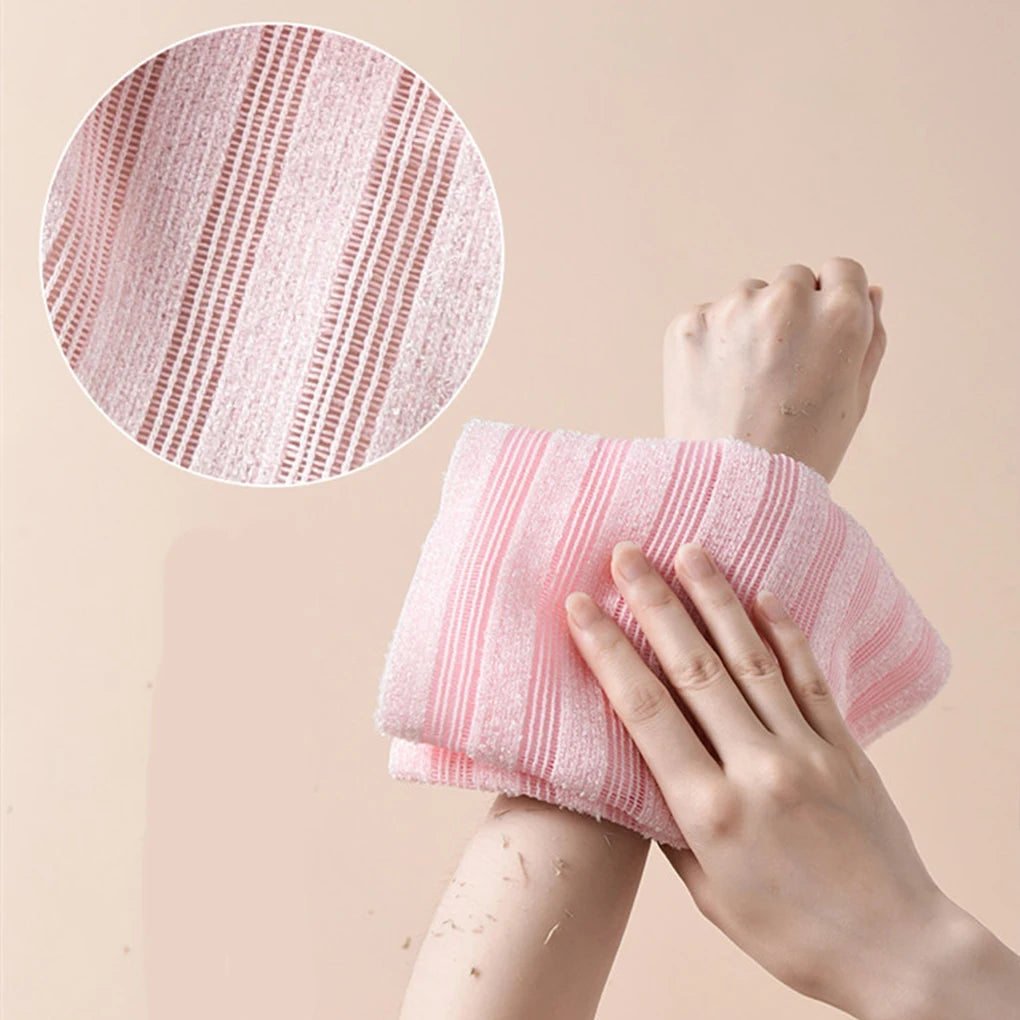 2Pcs Exfoliating Antibacterials Shower Towel Japanese and Korean Long Bath Towel Striped Body Cleansing Bath Towel Men Women