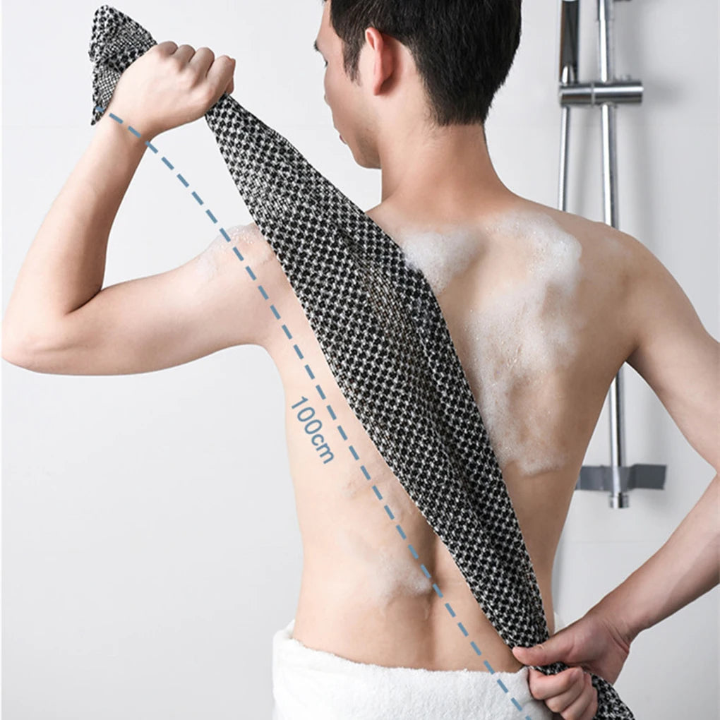 2Pcs Exfoliating Antibacterials Shower Towel Japanese and Korean Long Bath Towel Striped Body Cleansing Bath Towel Men Women
