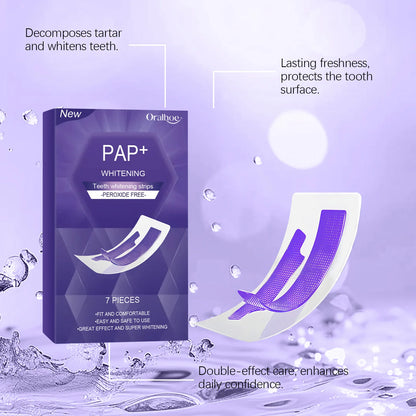 Oralhoe 7pcs Teeth Whitening Strips Remove Yellow Plaque Perfect Smile Mint Fresh Breath Peroxide Free Teeth Bleaching Strips