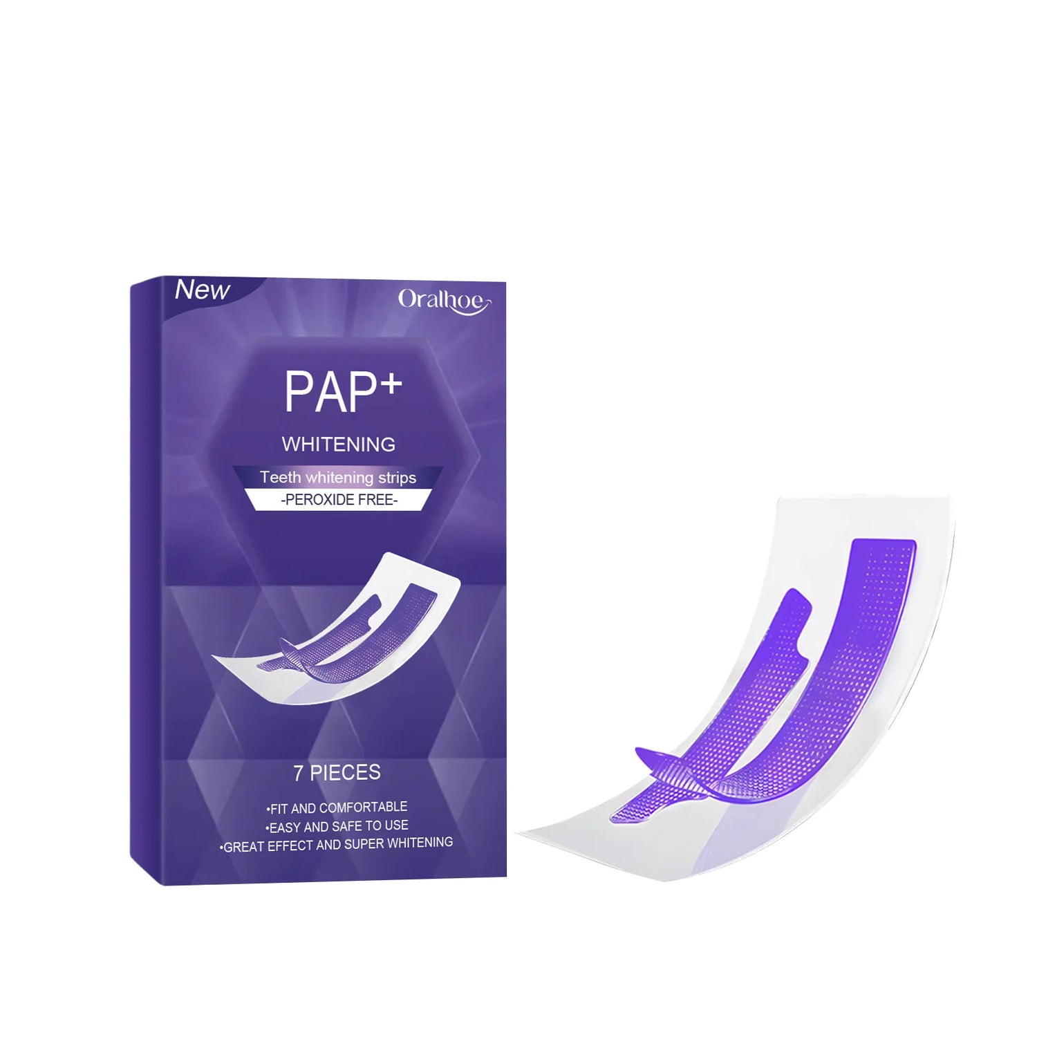 Oralhoe 7pcs Teeth Whitening Strips Remove Yellow Plaque Perfect Smile Mint Fresh Breath Peroxide Free Teeth Bleaching Strips
