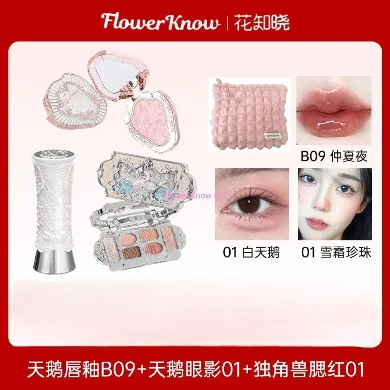 Flower Knows Butterfly Cloud Shoulder Makeup Set Gift Box Cosmetics Lipstick Lip Blush Eyeshadow Makeup Bag