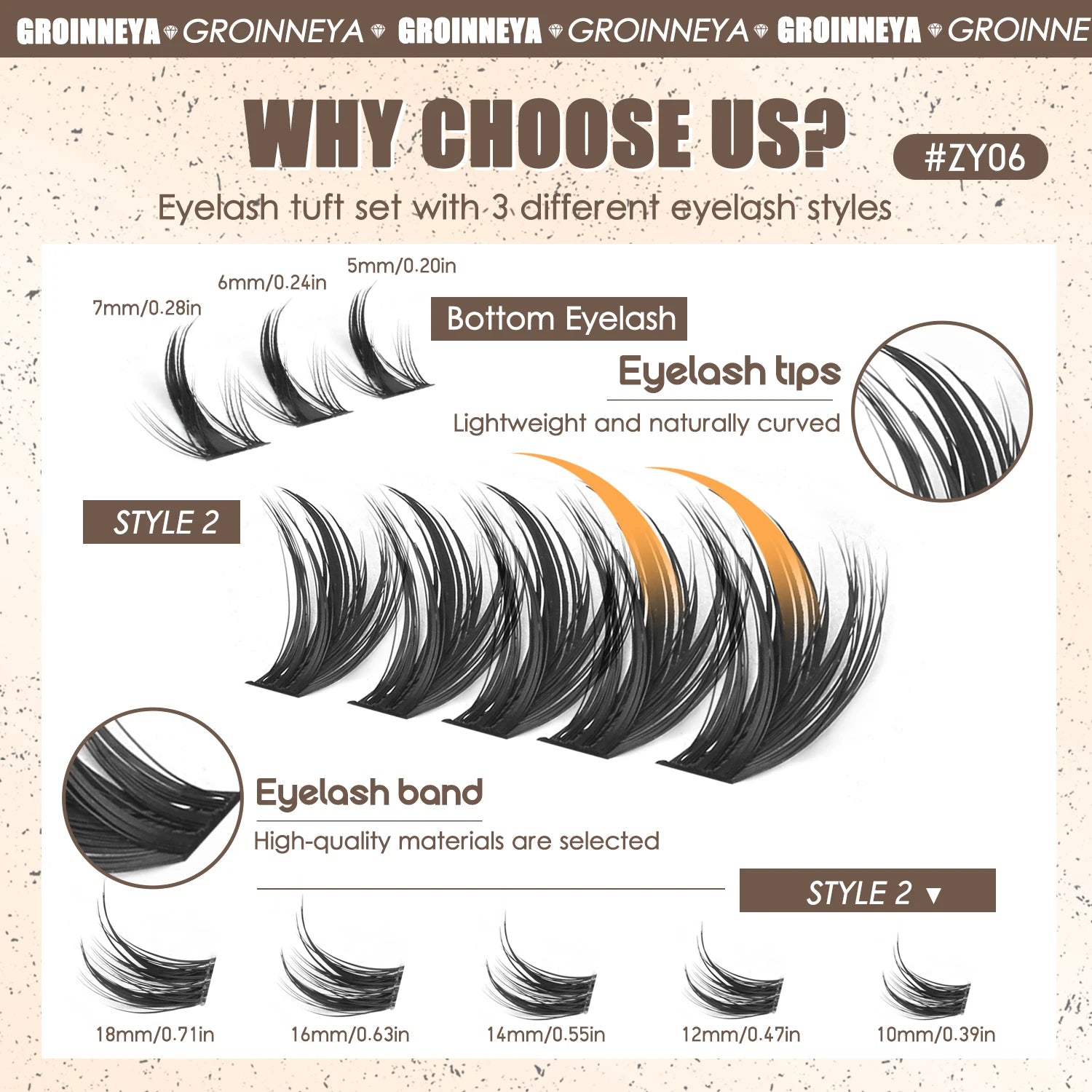 GROINNEYA Manga Lash Clusters Fluffy Lash Clusters Mixed Tray With Spikes and Bottoms Thick Eyelash Clusters Eyelash Extensions