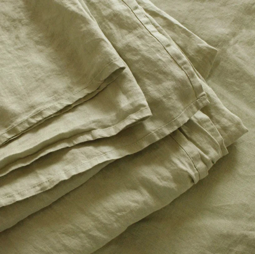 3PCS 100% Pure washed flax Linen Sheet Set Natural Flax Bed Sheets 2 Pillowcases Breatherable Soft Farmhouse Bedding Flat Sheet