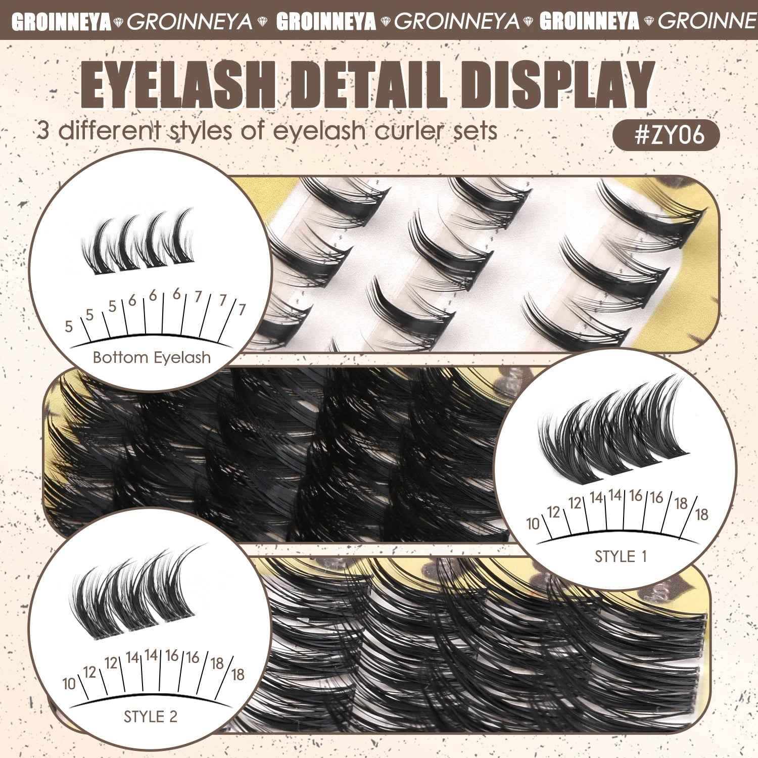 GROINNEYA Manga Lash Clusters Fluffy Lash Clusters Mixed Tray With Spikes and Bottoms Thick Eyelash Clusters Eyelash Extensions