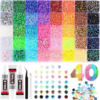 Resin Rhinestones for Crafting Mixed-Color 3mm Bedazzling Crystal DIY Crafts Clothing Tumblers Shoes Fabric Nail Art Colorful