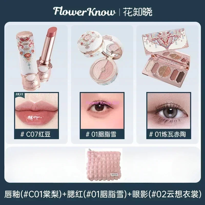 Flower Knows Butterfly Cloud Shoulder Makeup Set Gift Box Cosmetics Lipstick Lip Blush Eyeshadow Makeup Bag