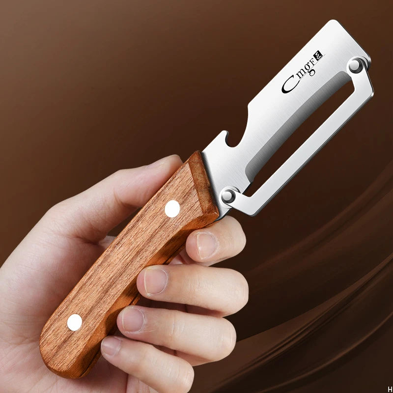 1pcs Stainless steel peeler with wooden handle for peeling and slicing fruits and vegetables | Durable and smooth operation