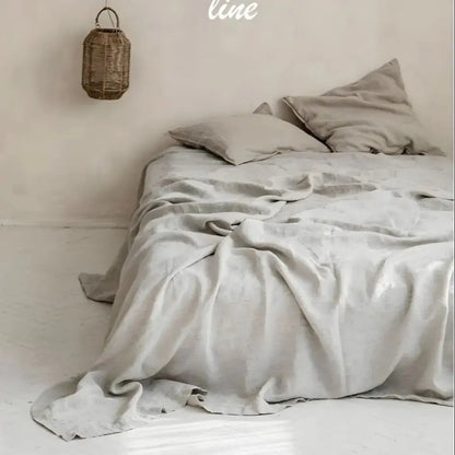 3PCS 100% Pure washed flax Linen Sheet Set Natural Flax Bed Sheets 2 Pillowcases Breatherable Soft Farmhouse Bedding Flat Sheet