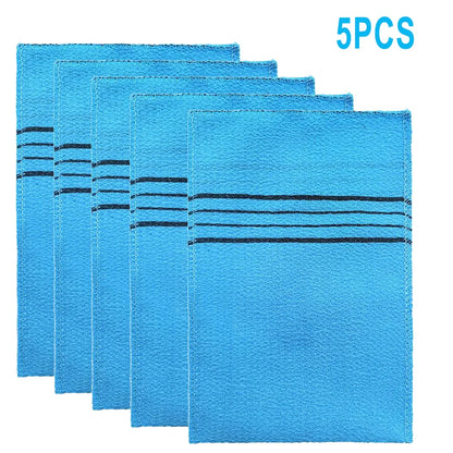 5Pcs Exfoliating Bath Pad Towels Set Korean Italy Asian Exfoliating Bath Washcloth Body Scrub Shower Soft Polyester Cotton