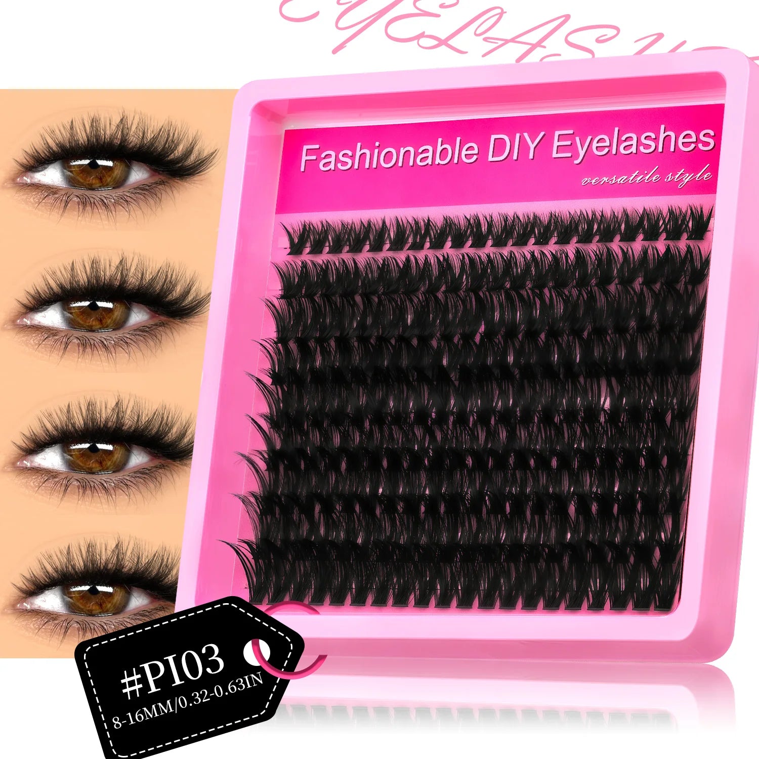 GROINNEYA Manga Lash Clusters Fluffy Lash Clusters Mixed Tray With Spikes and Bottoms Thick Eyelash Clusters Eyelash Extensions