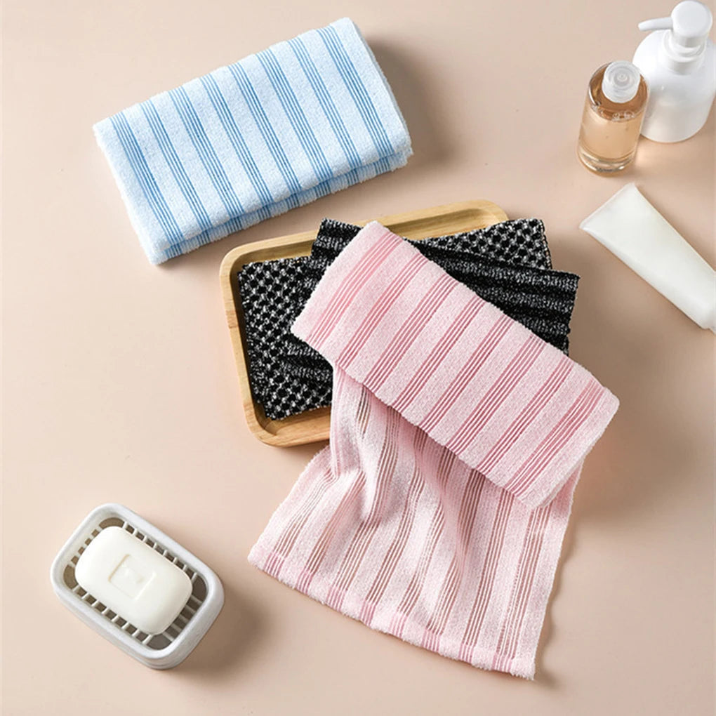 2Pcs Exfoliating Antibacterials Shower Towel Japanese and Korean Long Bath Towel Striped Body Cleansing Bath Towel Men Women