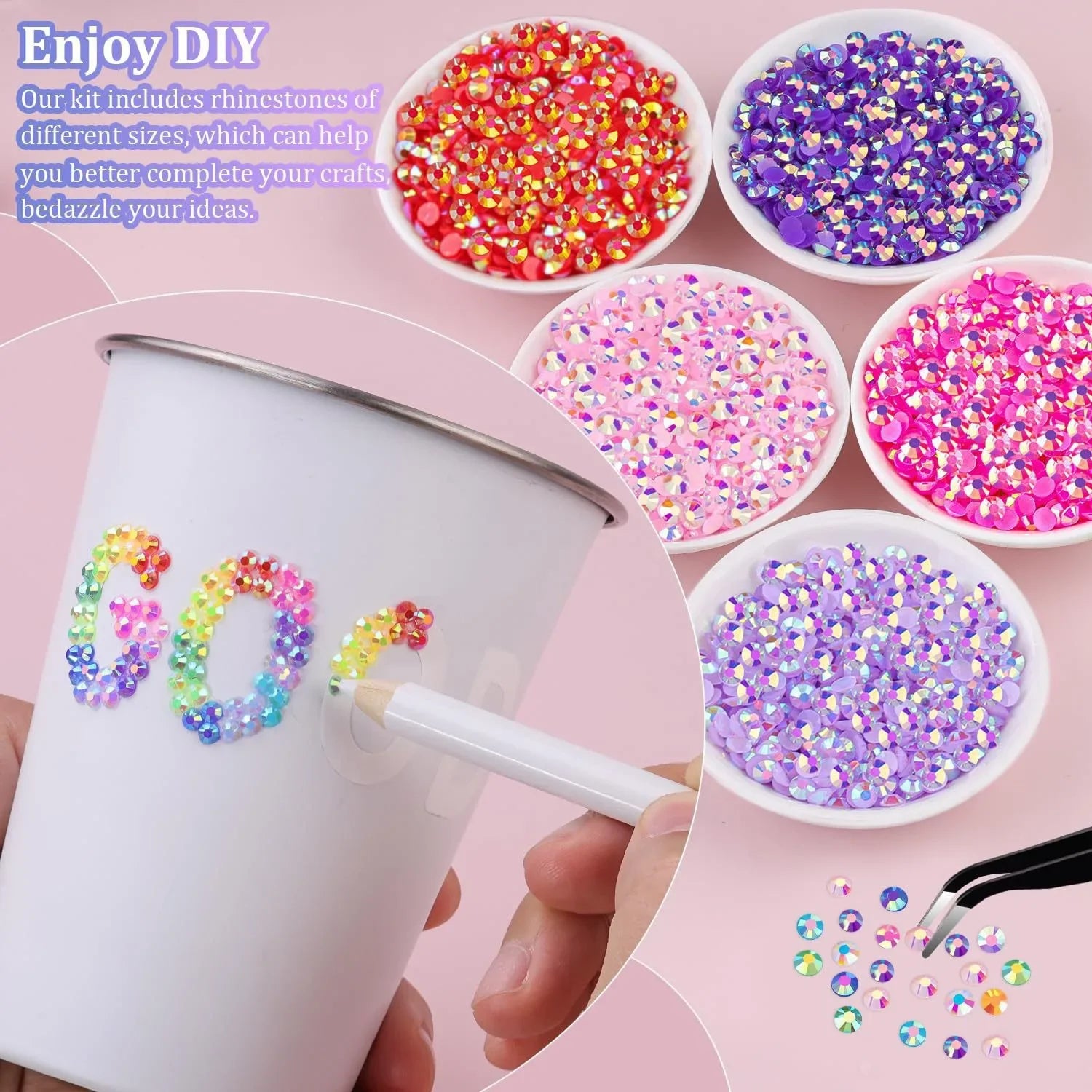 Resin Rhinestones for Crafting Mixed-Color 3mm Bedazzling Crystal DIY Crafts Clothing Tumblers Shoes Fabric Nail Art Colorful
