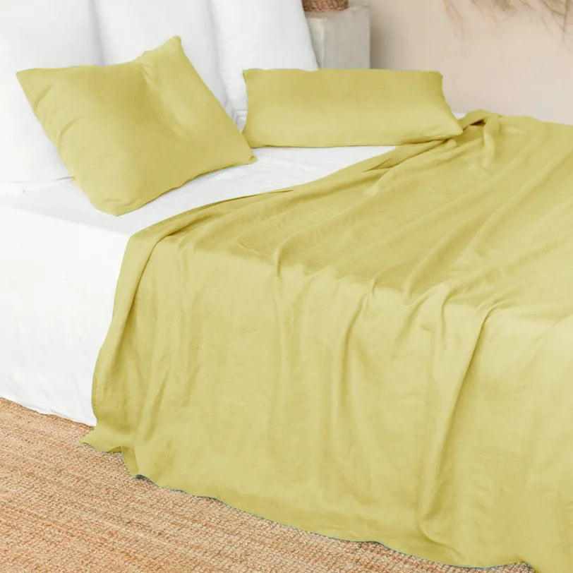 3PCS 100% Pure washed flax Linen Sheet Set Natural Flax Bed Sheets 2 Pillowcases Breatherable Soft Farmhouse Bedding Flat Sheet