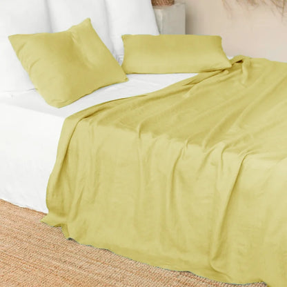 3PCS 100% Pure washed flax Linen Sheet Set Natural Flax Bed Sheets 2 Pillowcases Breatherable Soft Farmhouse Bedding Flat Sheet