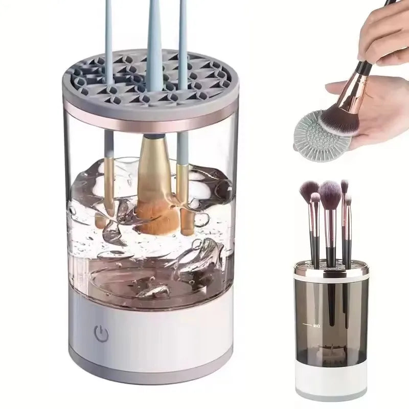 USB Powered Brush Washer &amp; Dryer - Odorless Battery-Free Makeup Cleaner, Plug-and-Play Essential Beauty Accessory