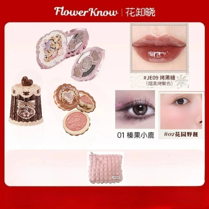 Flower Knows Butterfly Cloud Shoulder Makeup Set Gift Box Cosmetics Lipstick Lip Blush Eyeshadow Makeup Bag