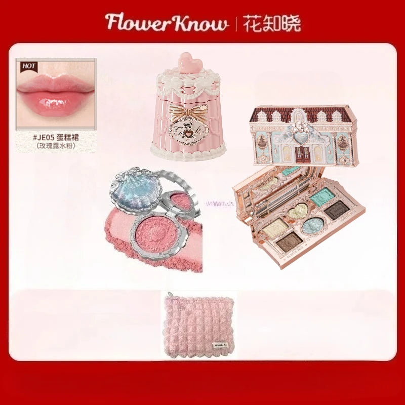 Flower Knows Butterfly Cloud Shoulder Makeup Set Gift Box Cosmetics Lipstick Lip Blush Eyeshadow Makeup Bag