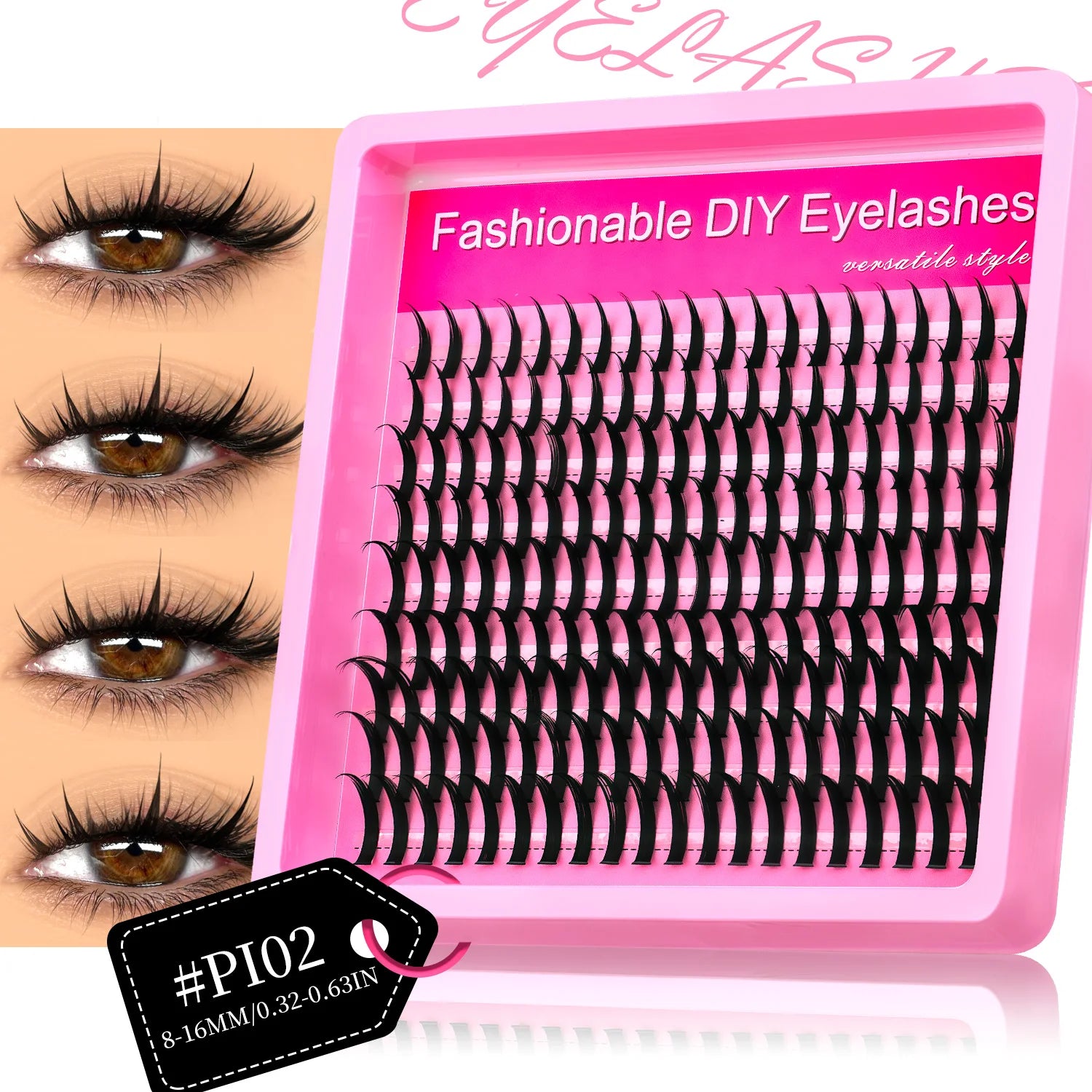 GROINNEYA Manga Lash Clusters Fluffy Lash Clusters Mixed Tray With Spikes and Bottoms Thick Eyelash Clusters Eyelash Extensions
