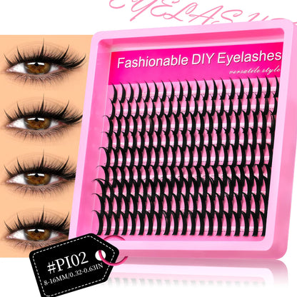 GROINNEYA Manga Lash Clusters Fluffy Lash Clusters Mixed Tray With Spikes and Bottoms Thick Eyelash Clusters Eyelash Extensions