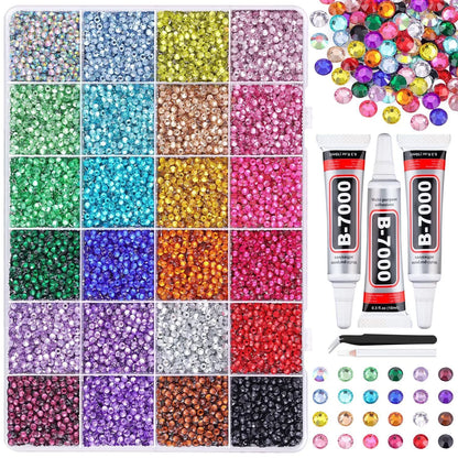 Resin Rhinestones for Crafting Mixed-Color 3mm Bedazzling Crystal DIY Crafts Clothing Tumblers Shoes Fabric Nail Art Colorful