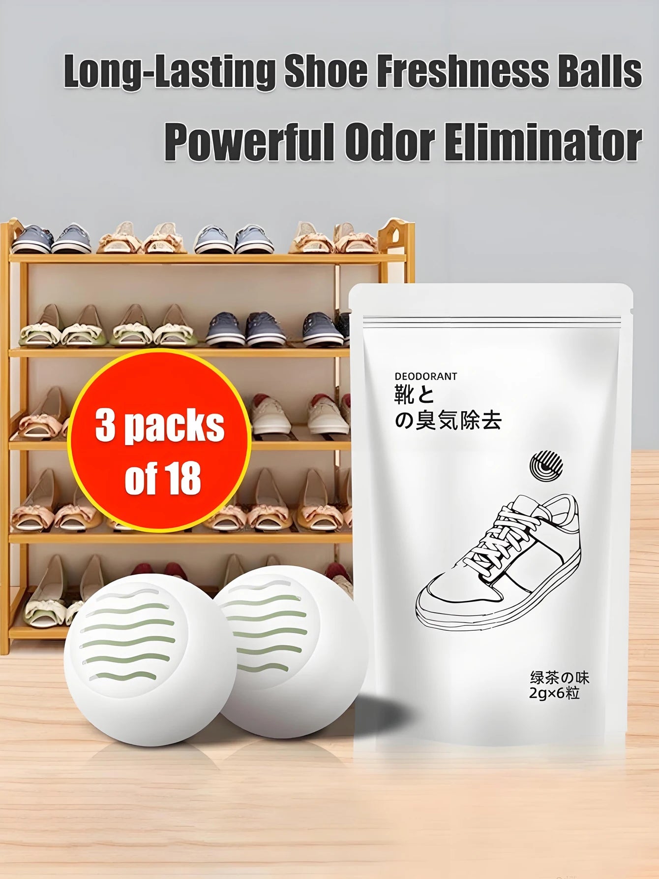 6/18 PCS Shoe Deodorizer Balls Reusable Solid Scented Odor Eliminator for Sneakers Closet Drawer Effective
