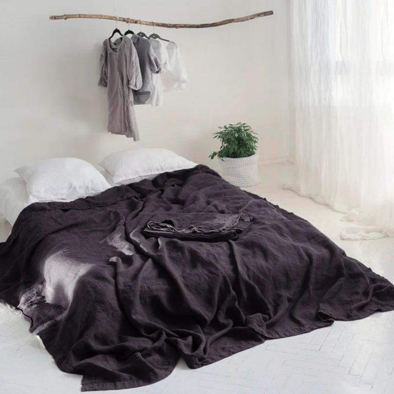 3PCS 100% Pure washed flax Linen Sheet Set Natural Flax Bed Sheets 2 Pillowcases Breatherable Soft Farmhouse Bedding Flat Sheet