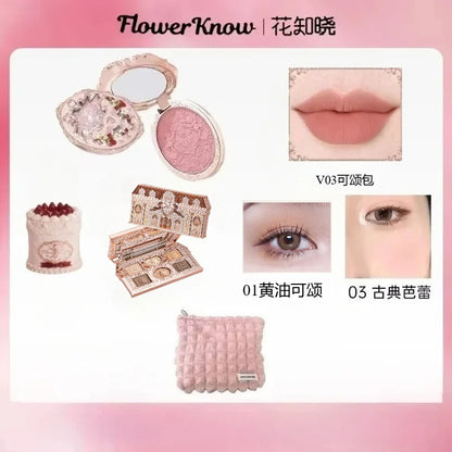 Flower Knows Butterfly Cloud Shoulder Makeup Set Gift Box Cosmetics Lipstick Lip Blush Eyeshadow Makeup Bag