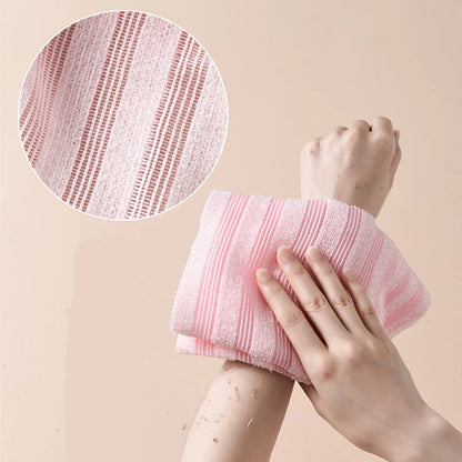 2Pcs Exfoliating Antibacterials Shower Towel Japanese and Korean Long Bath Towel Striped Body Cleansing Bath Towel Men Women