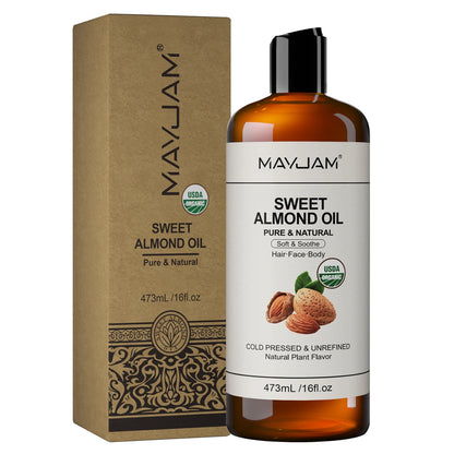 USDA Organic Coconut Oil for Skin Face Hair Cold-Pressed Sweet Almond Moroccan Argan Sunflower Seed Oil for Massage Moisturize
