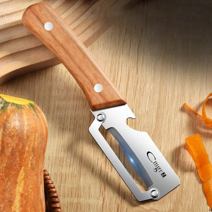 1pcs Stainless steel peeler with wooden handle for peeling and slicing fruits and vegetables | Durable and smooth operation