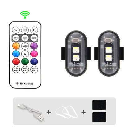 1-6PCS Wireless LED Drone Strobe Light for Motorcycle Car Bike Remote Control Warning Light Indicator Light USB Charging 8Colors