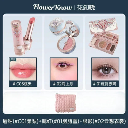 Flower Knows Butterfly Cloud Shoulder Makeup Set Gift Box Cosmetics Lipstick Lip Blush Eyeshadow Makeup Bag