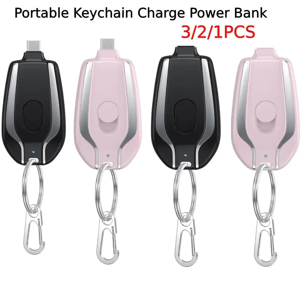 3-1PCS Mini Battery Pack Fast Charging Backup Power Bank Android Portable Charger Keychain Charger With Type-C Ultra-Compact