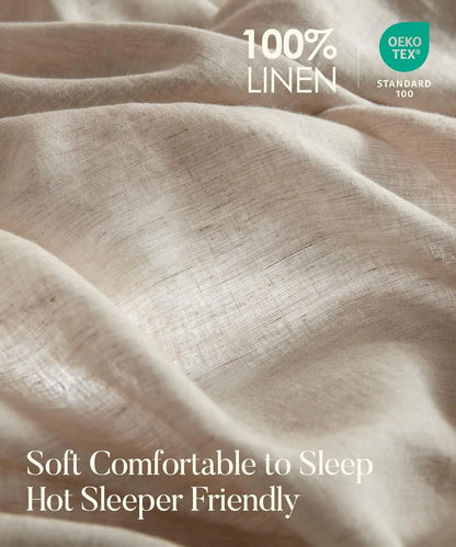 100% French Washed Pure Linen Sheets, Breathable and Cooling Bed Sheets, Soft Durable for Hot Sleepers Anti-Tear Line Flax Sheet