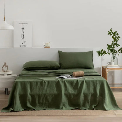 100% French Washed Pure Linen Sheets, Breathable and Cooling Bed Sheets, Soft Durable for Hot Sleepers Anti-Tear Line Flax Sheet