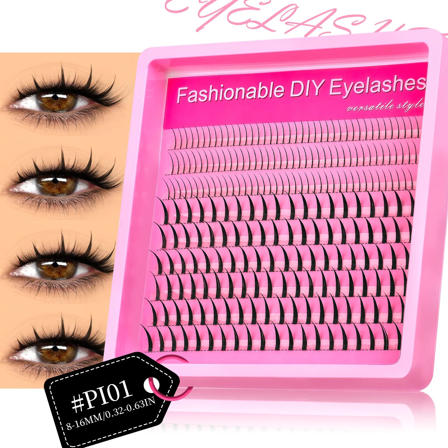 GROINNEYA Manga Lash Clusters Fluffy Lash Clusters Mixed Tray With Spikes and Bottoms Thick Eyelash Clusters Eyelash Extensions