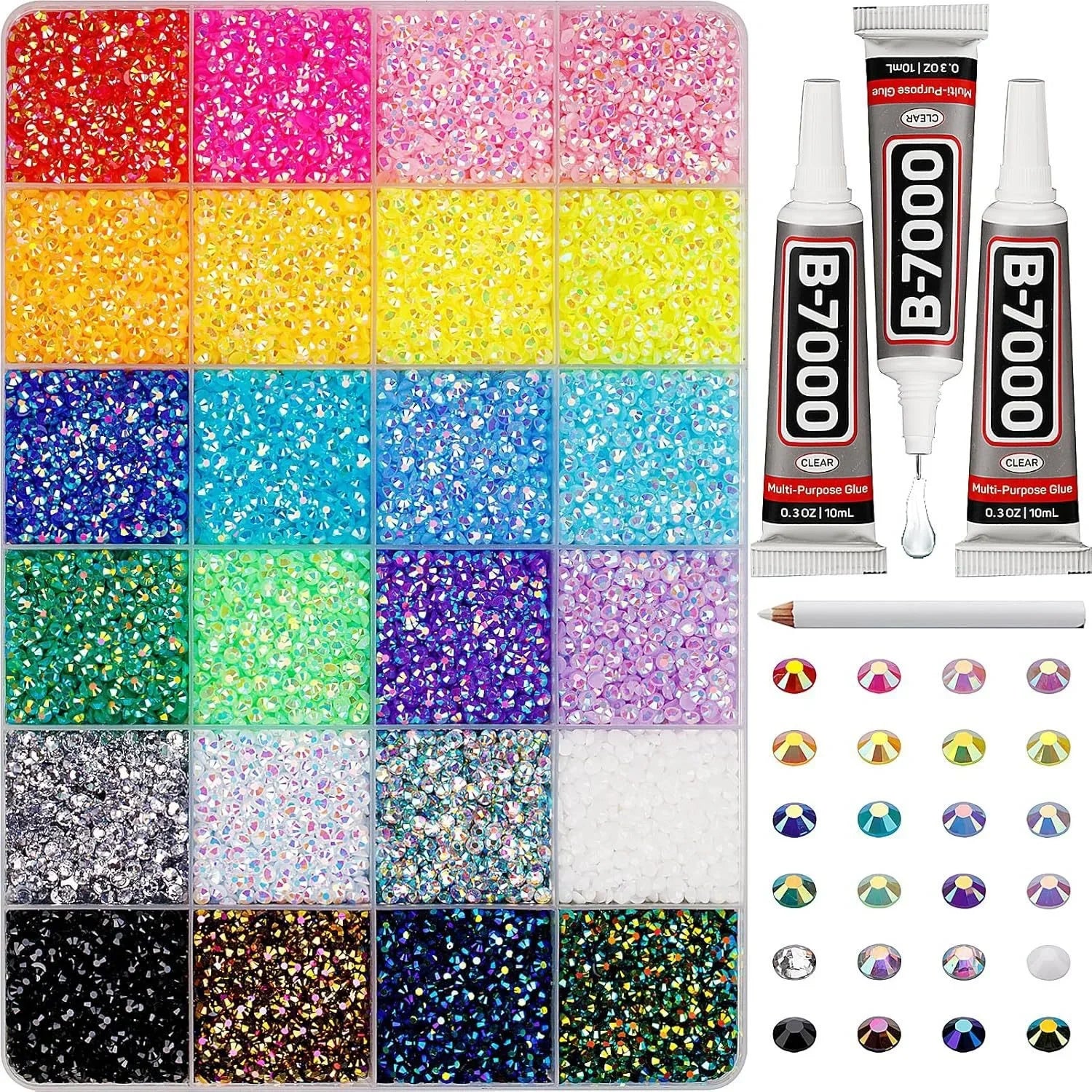 Resin Rhinestones for Crafting Mixed-Color 3mm Bedazzling Crystal DIY Crafts Clothing Tumblers Shoes Fabric Nail Art Colorful