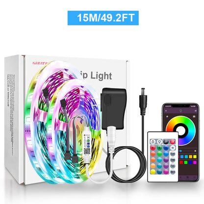 LED Strip Lights RGB 5050 LED Strips Bluetooth APP Control Color Changing DC 12V 30LEDS/M Per Meter For Bedroom Room Kitchen Bar